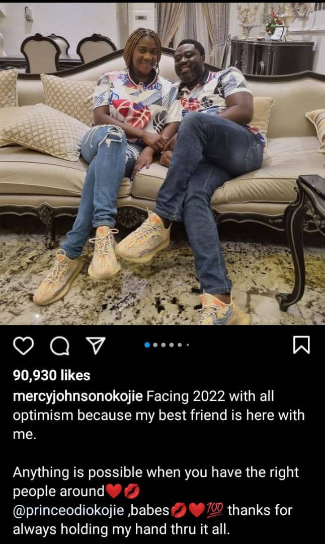 hanks for always holding my hand through it all- Mercy Johnson showers sweet words on her Husband (Photos)