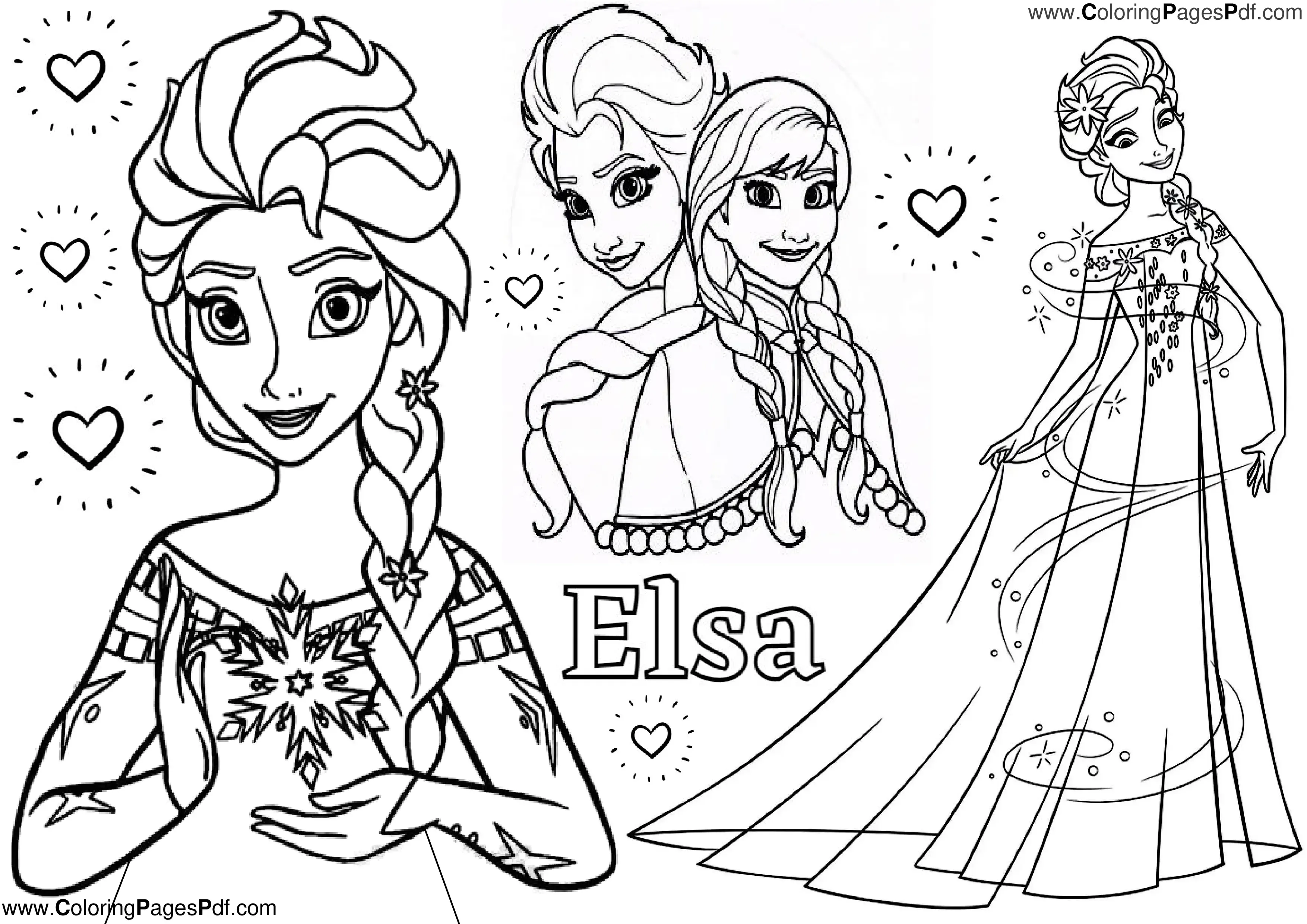 Elsa mermaid coloring pages