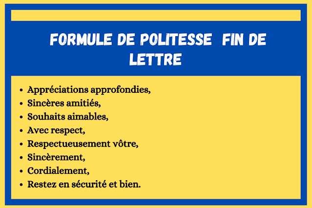 Formule de politesse fin de lettre