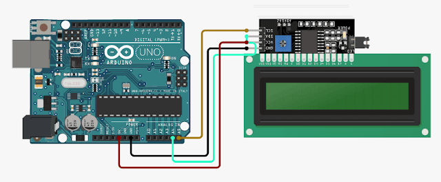 Circuit Diagram to connect Arduino and I2C LCD Display
