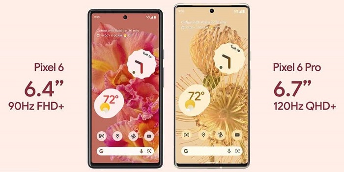 Google Pixel 6 and Pixel 6 Pro Display Screen Size