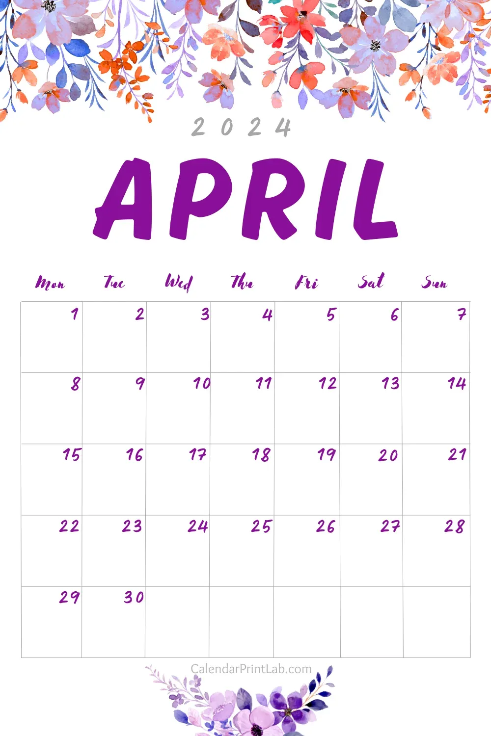 Download April 2024 Flower Calendar