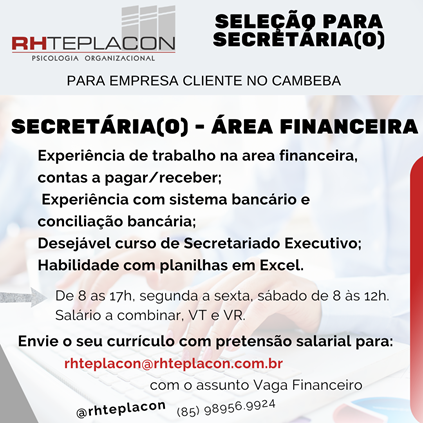 SECRETÁRIA(A) - ÁREA FINANCEIRA - FORTALEZA/CE