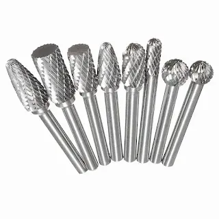 Tungsten Carbide Rotary Burr Set 1/4-Inch Shank Pneumatic Tool for Grinder Drill Cutting Burrs Metal Polishing Woodworking Carving Engraving Polishing