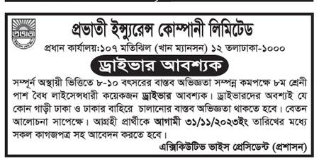 প্রভাতী ইন্সুরেন্স নিয়োগ বিজ্ঞপ্তি ২০২৩ - Prabhati Insurance Job Circular 2023 - ইন্সুরেন্স নিয়োগ বিজ্ঞপ্তি ২০২৩ - Insurance Job Circular 2023 - Insurance Job Circular 2024 - ইন্সুরেন্স নিয়োগ বিজ্ঞপ্তি ২০২৪ -ড্রাইভার পদে চাকরি - ড্রাইভার পদের নিয়োগ ২০২৪