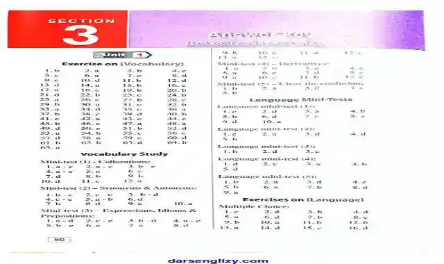 اجابات كتاب المعاصر 2022 فى اللغة الانجليزية الصف الاول الثانوى الترم الاول 2022