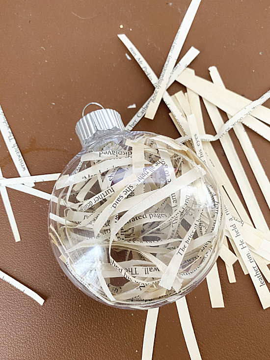ornament with shredded paper inside