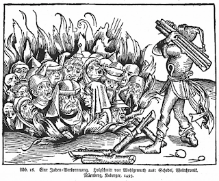 Jews being burned from a much later woodcut.