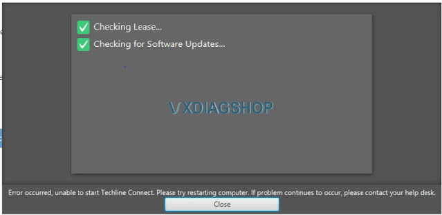 VXDIAG GM Unable to Start Techline Connect