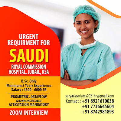 Urgently Required Staff Nurses for Royal Commission Hospital Jubail, KSA