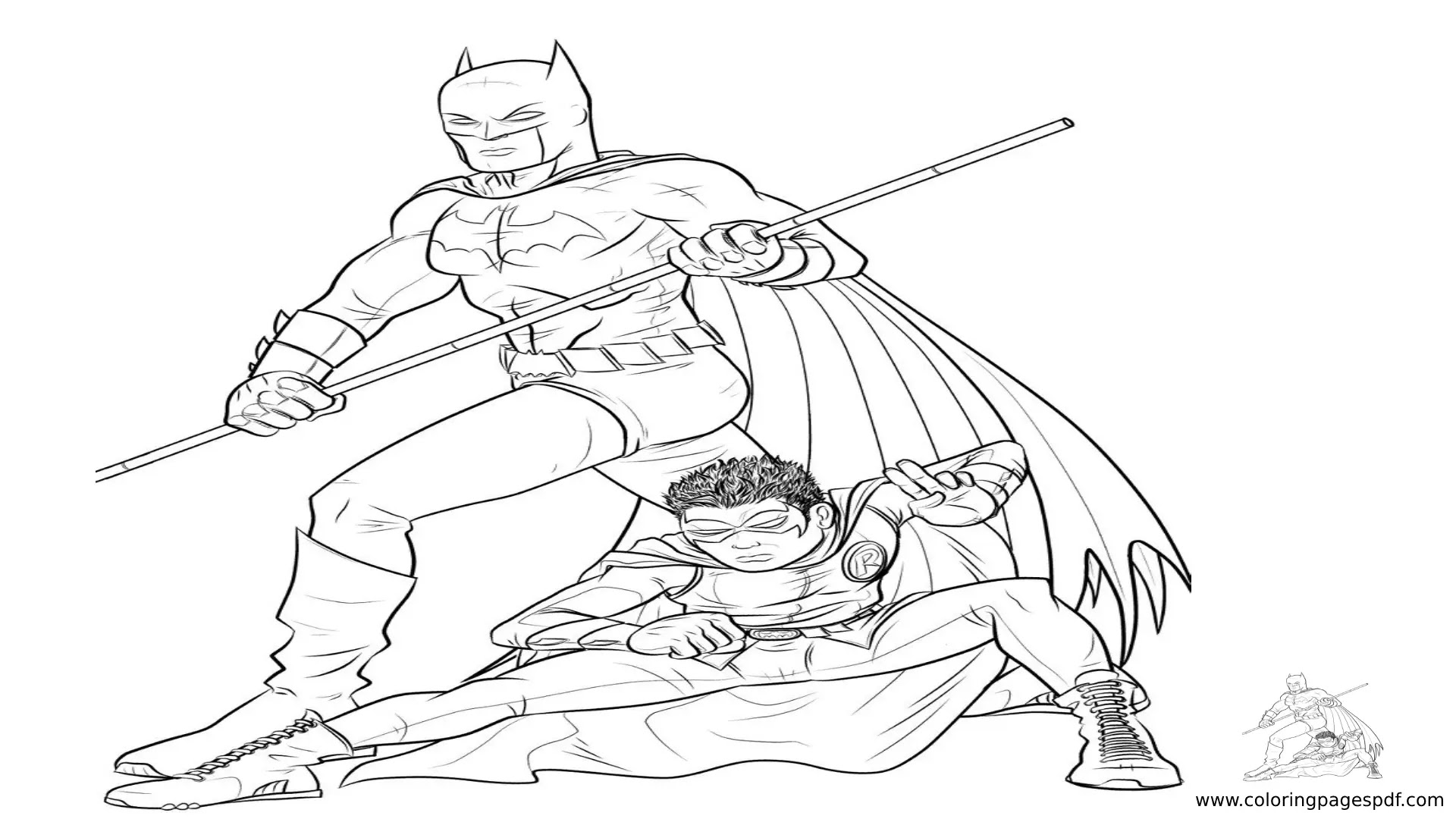 Coloring Pages Of Batman And Robin Fighting