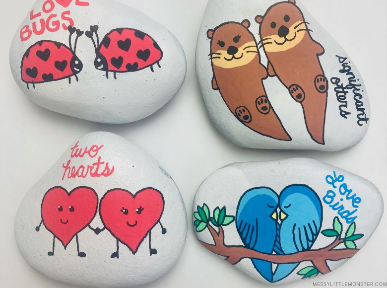 Valentine's Day painted rock activity for kids