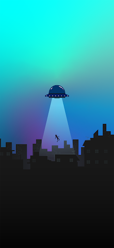 UFO, alien, beam of light, cityscape, silhouette, night, sci-fi, mystery, encounter