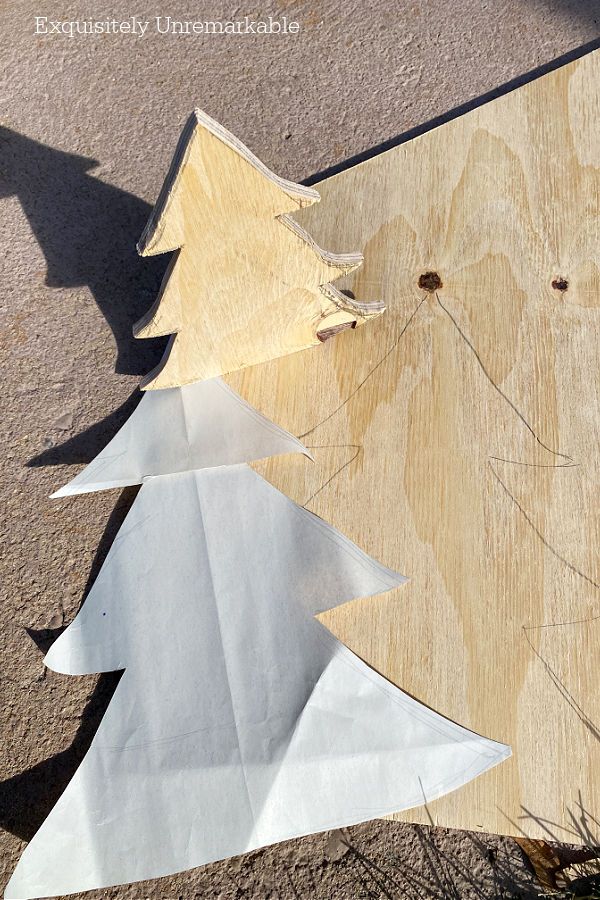 Wooden Christmas Tree Paper pattern on wood