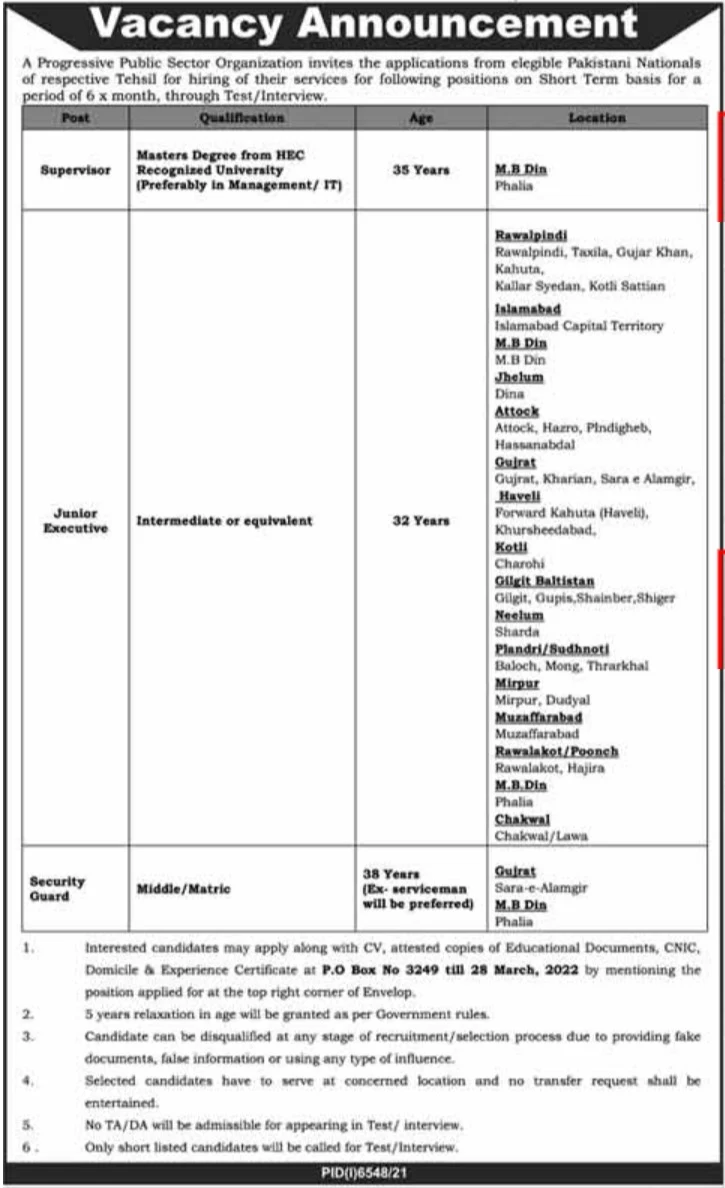 Public Sector Organization Jobs 2022 | Pak Jobs