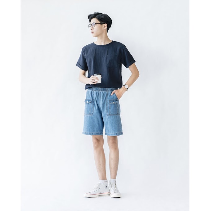 Mall Shop [ ssstutter ] Quần đùi nam dáng rộng SSSTUTTER chất denim mềm thiết kế cạp chun thoải mái meld shorts