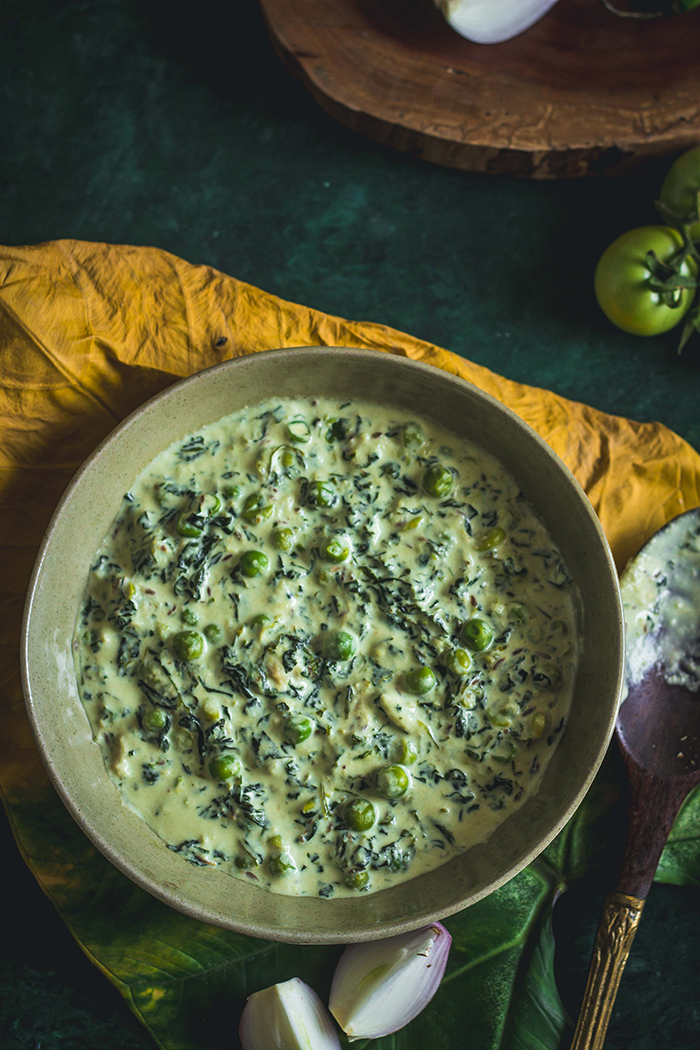 methi matar malai recipe, methi mutter malai, vegan methi matar malai