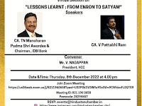 HINDUSTAN CHAMBER OF COMMERCaE: LESSONS LEARNT FROM ENRON TO SATYAM