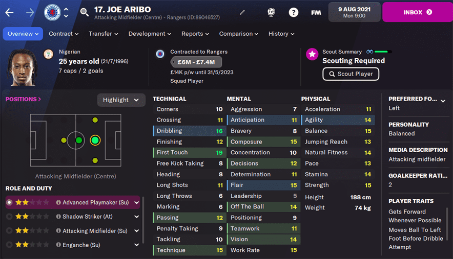 FM22 Joe Aribo