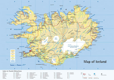 Mapa de carreteras de Islandia.
