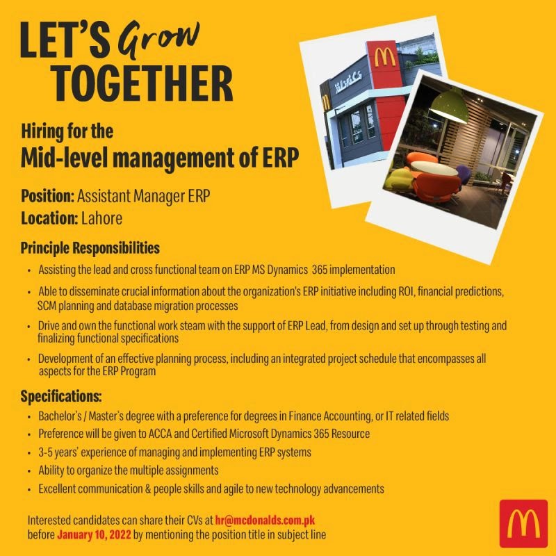 McDonalds Pakistan Jobs 2022 Latest – McDonalds Pakistan Careers