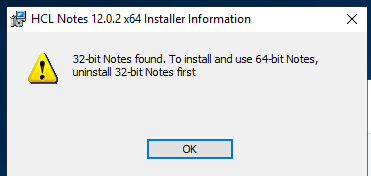 32 to 64 bit HCL Notes upgrade error