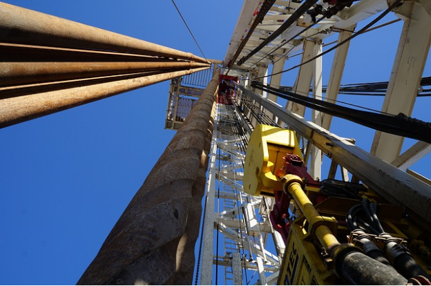 Closeup of an oil drilling rig