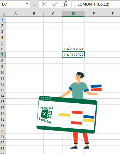 شرح صيغة الدالة EOMONTH في برنامج مايكروسوفت Excel