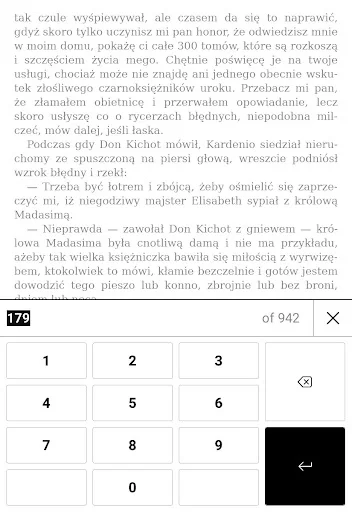 PocketBook InkPad Lite przejście do wybranej strony po wpisaniu jej numeru