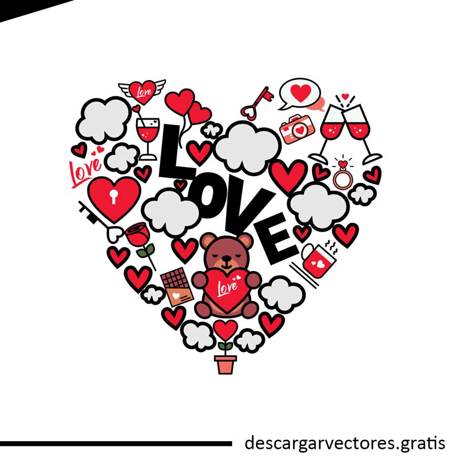 corazon de amor vectorizado