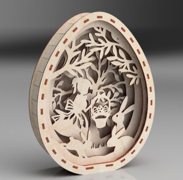  Laser Cut Wooden Easter Egg Layered Art Decor 2022