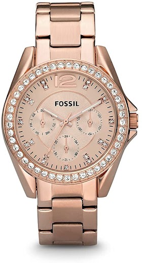 Fossil Women's Riley Stainless Steel Crystal-Accented Multifunction Quartz Watch | iko women's fashion