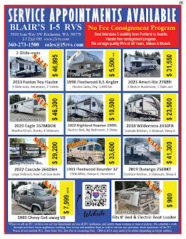 Blair's I-5 RVS Sales Service Consignments! Just off I-5 Exit 88