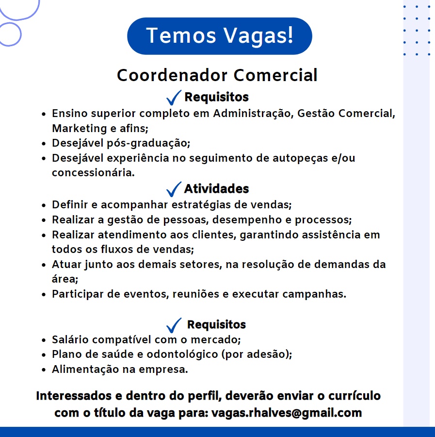 COORDENADOR(A) COMERCIAL