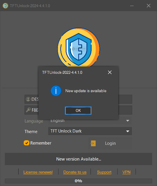 How to update TFT Unlock Tool 4.4.1.0 to 4.4.2.1?