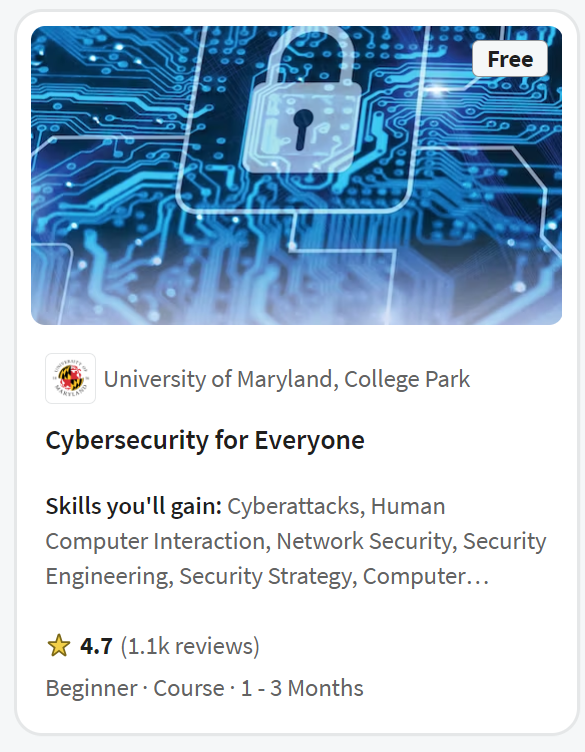 Cybersecurity for Everyone (Free Course)