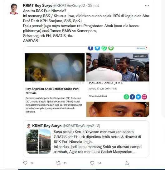 Eks Menteri Ini Ngaku Pernah Tawari Ahok Berobat di Rumah Sakit Jiwa, Pikirannya Kacau Gegara Ini