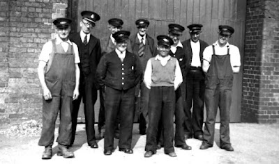 Brigg railway staff near the goods yard, perhaps in the 1950s.