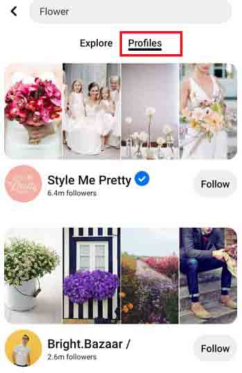 ابحث على موقع Pinterest بالصور