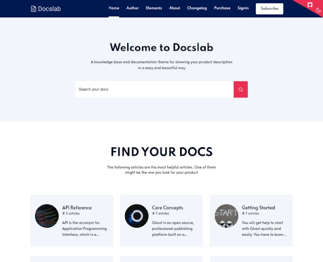Docslab Knowledge Base and Documentation Ghost Theme