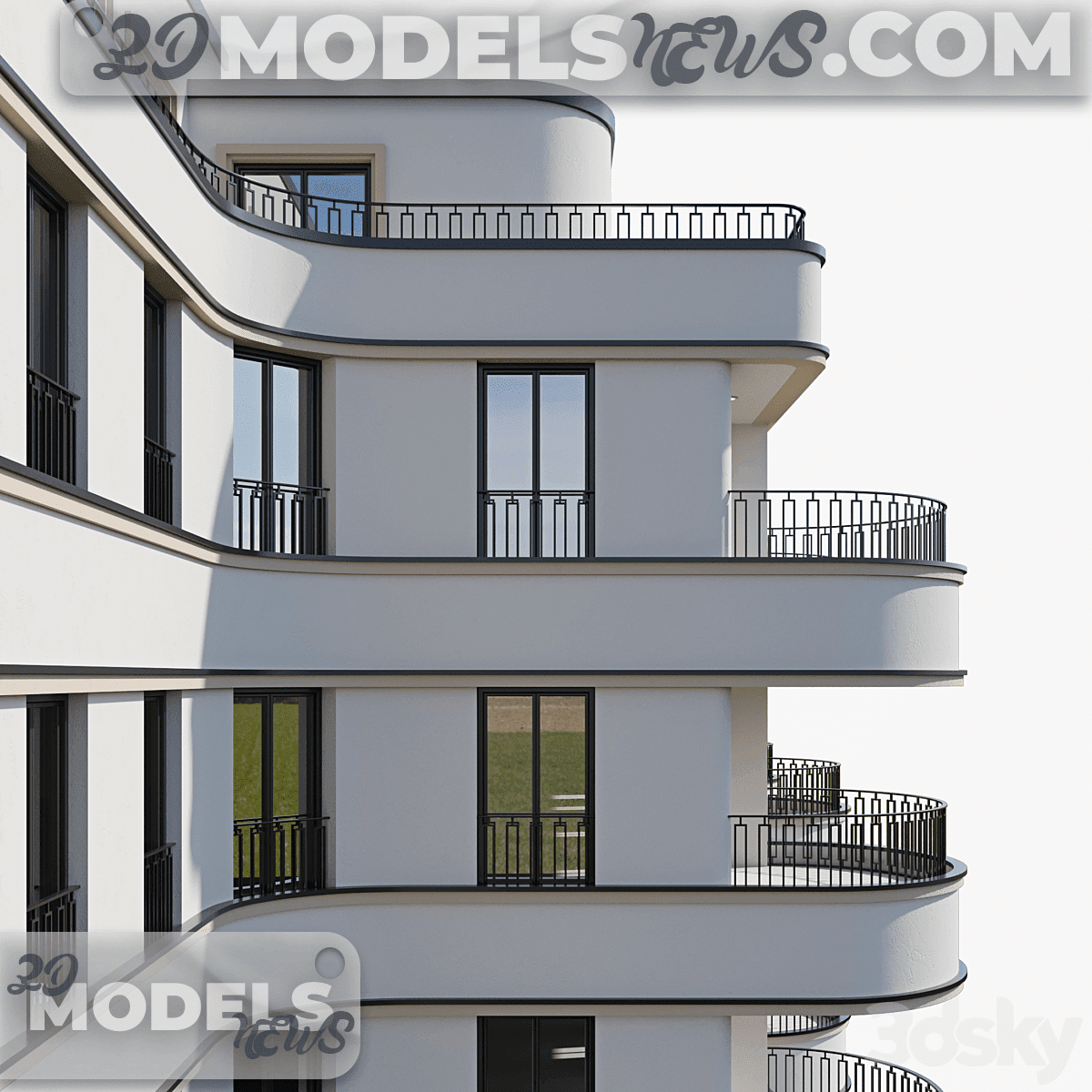 Modern residential building model 17 6