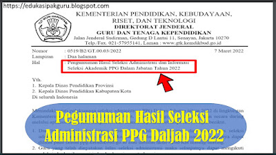 Pegumuman Hasil Seleksi Administrasi PPG Daljab 2022