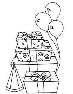 coloring pages of birthday gifts
