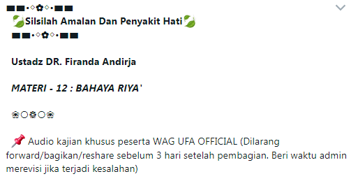 Materi 12 – Bahaya Riya’ - Kelas UFA - Silsilah Amalan Hati dan Penyakit Hati