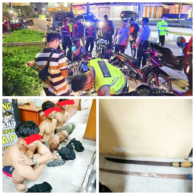 Giat KYRD, Polres Siantar Amankan 6 Pemuda Bawa Sajam dan 6 Sepeda Motor Knalpot Blong