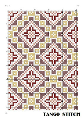 Yellow cross stitch ornament embroidery pattern design