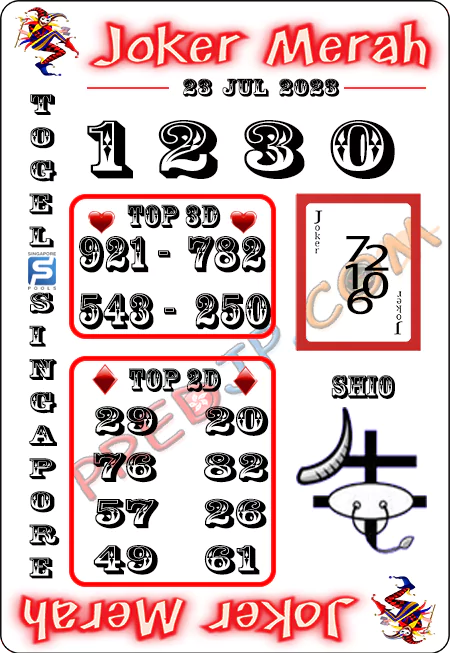 Prediksi Joker Merah Sgp Paling Jitu Minggu 23-07-2023