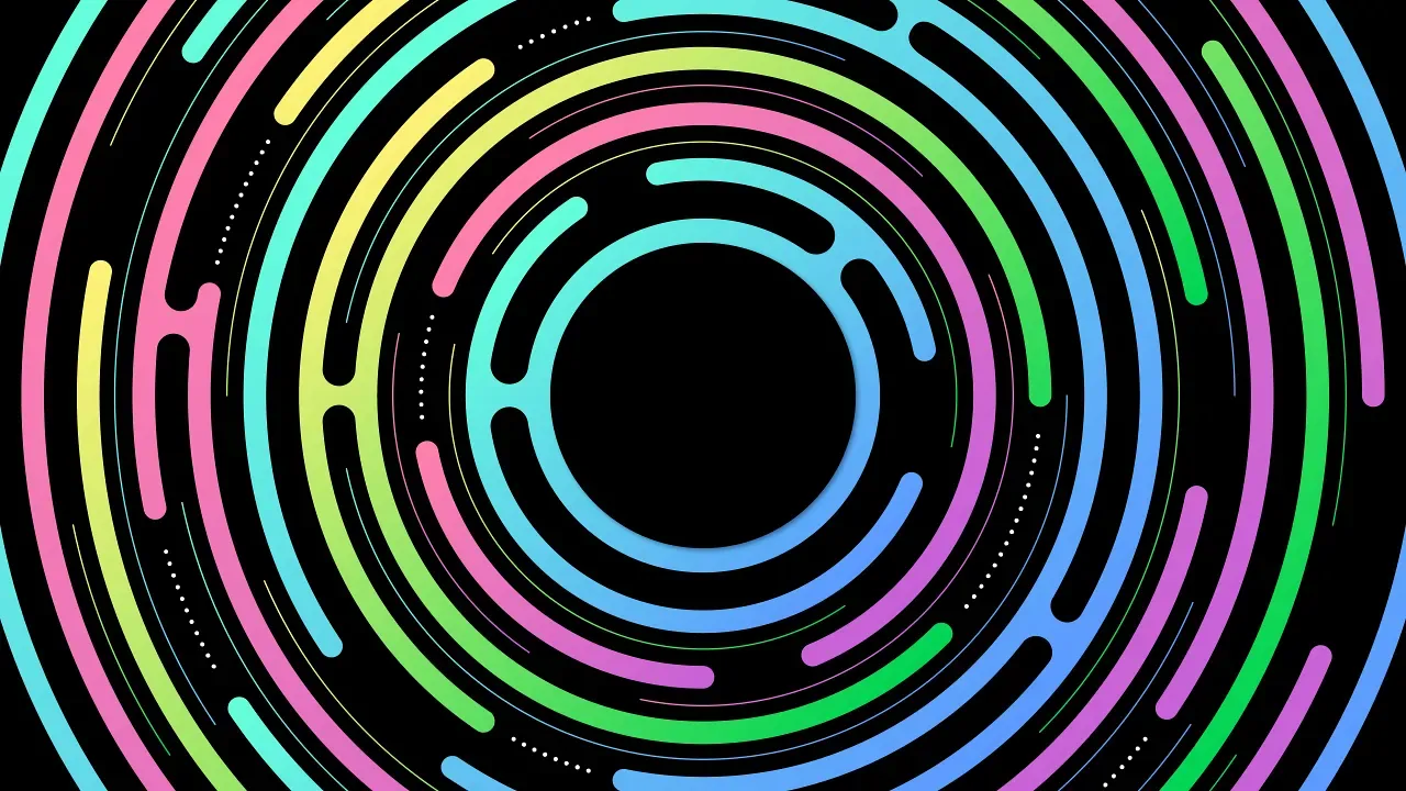 Vibrant concentric circles on black wallpaper 4k desktop