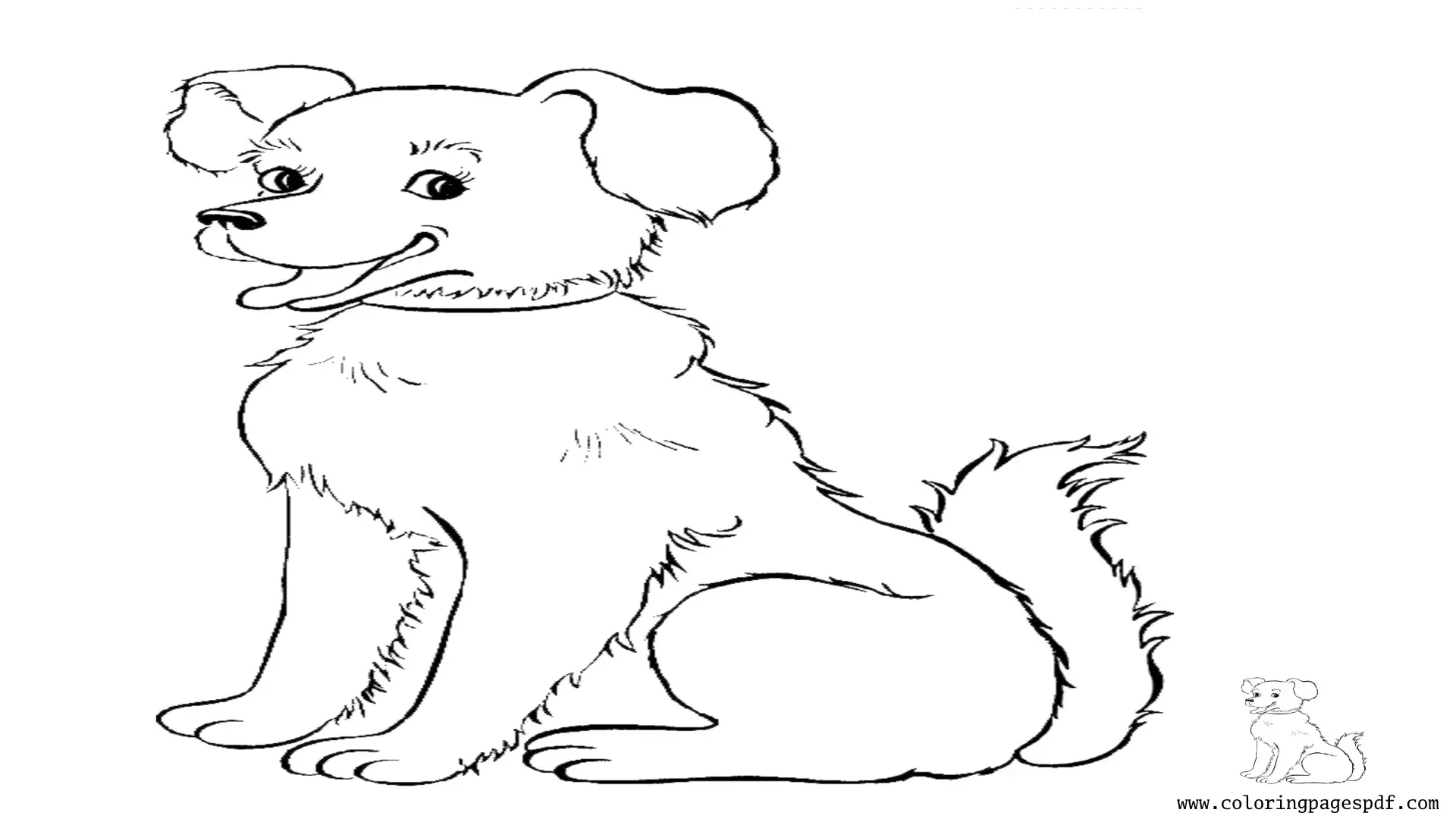 Coloring Page Of A Happy Dog Sitting