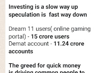 Dream 11 - 15 crore users . Demat account - 11.24 crore accounts. Where is going to India?